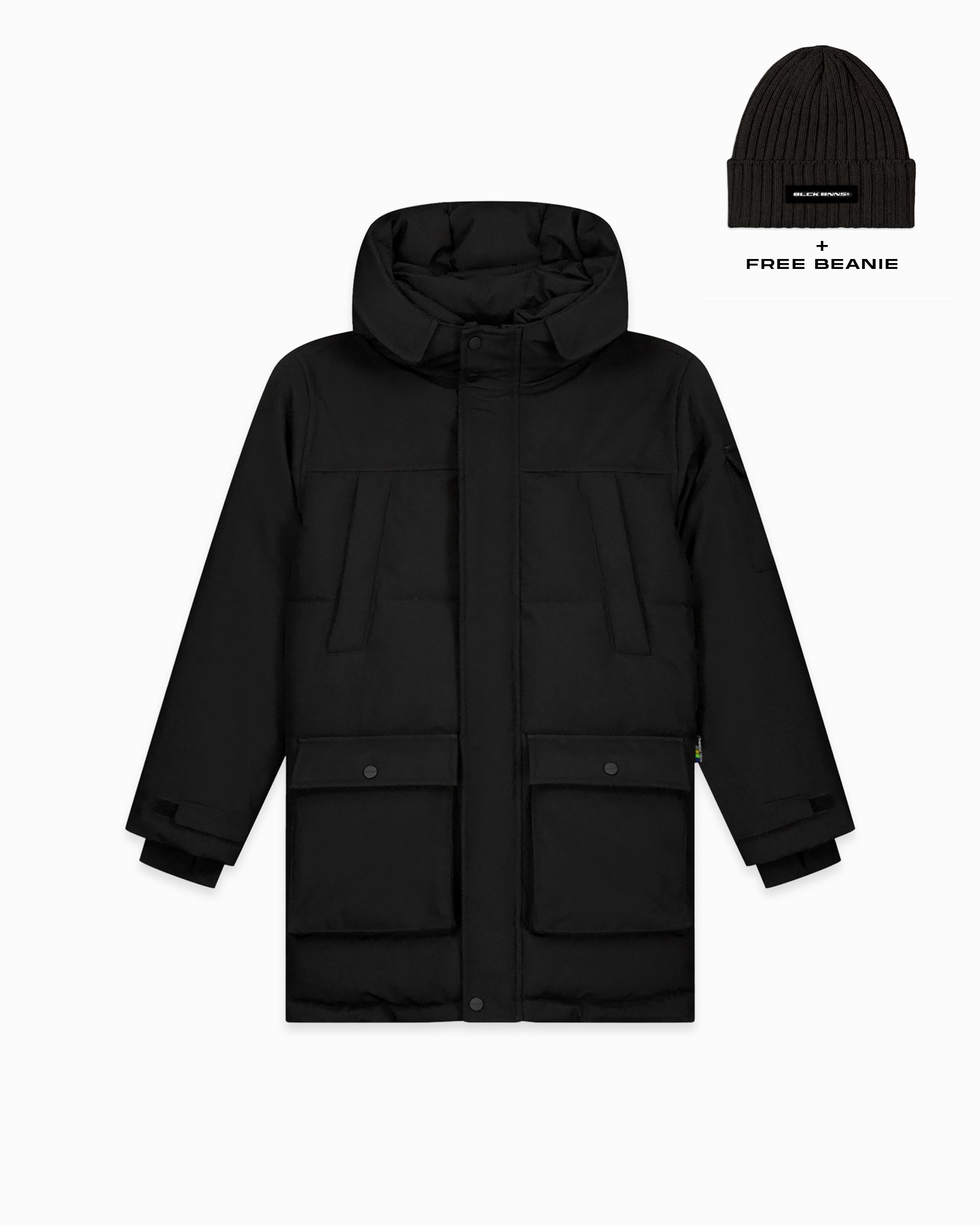 KIDS PLATE PARKA JACKET BLACK
