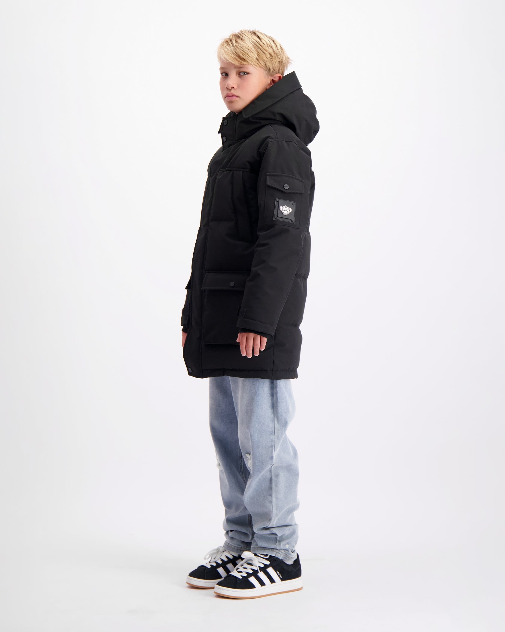 KIDS PLATE PARKA JACKET BLACK
