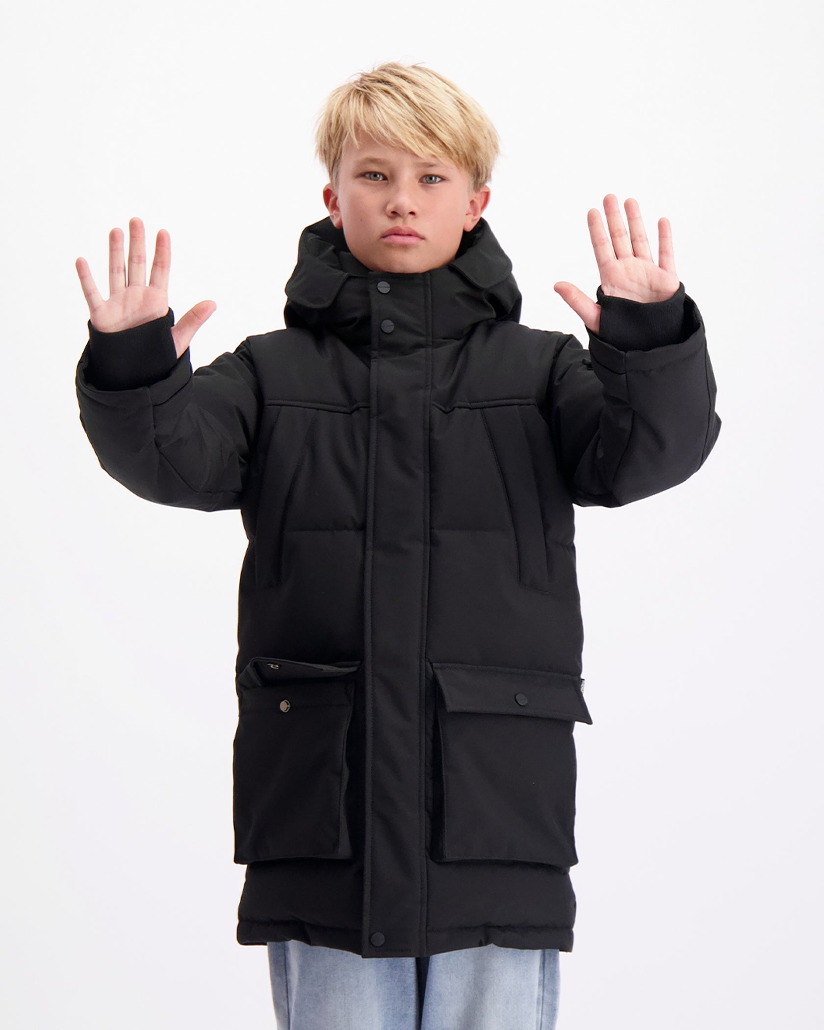 KIDS PLATE PARKA JACKET BLACK