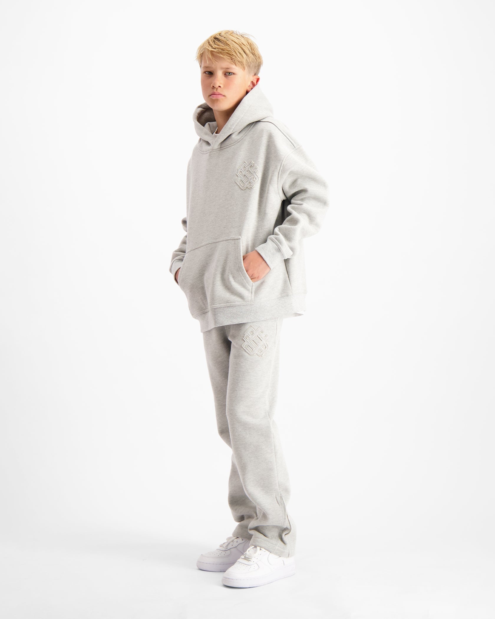 KIDS RIPPED MONOGRAM SWEATPANTS | Grey