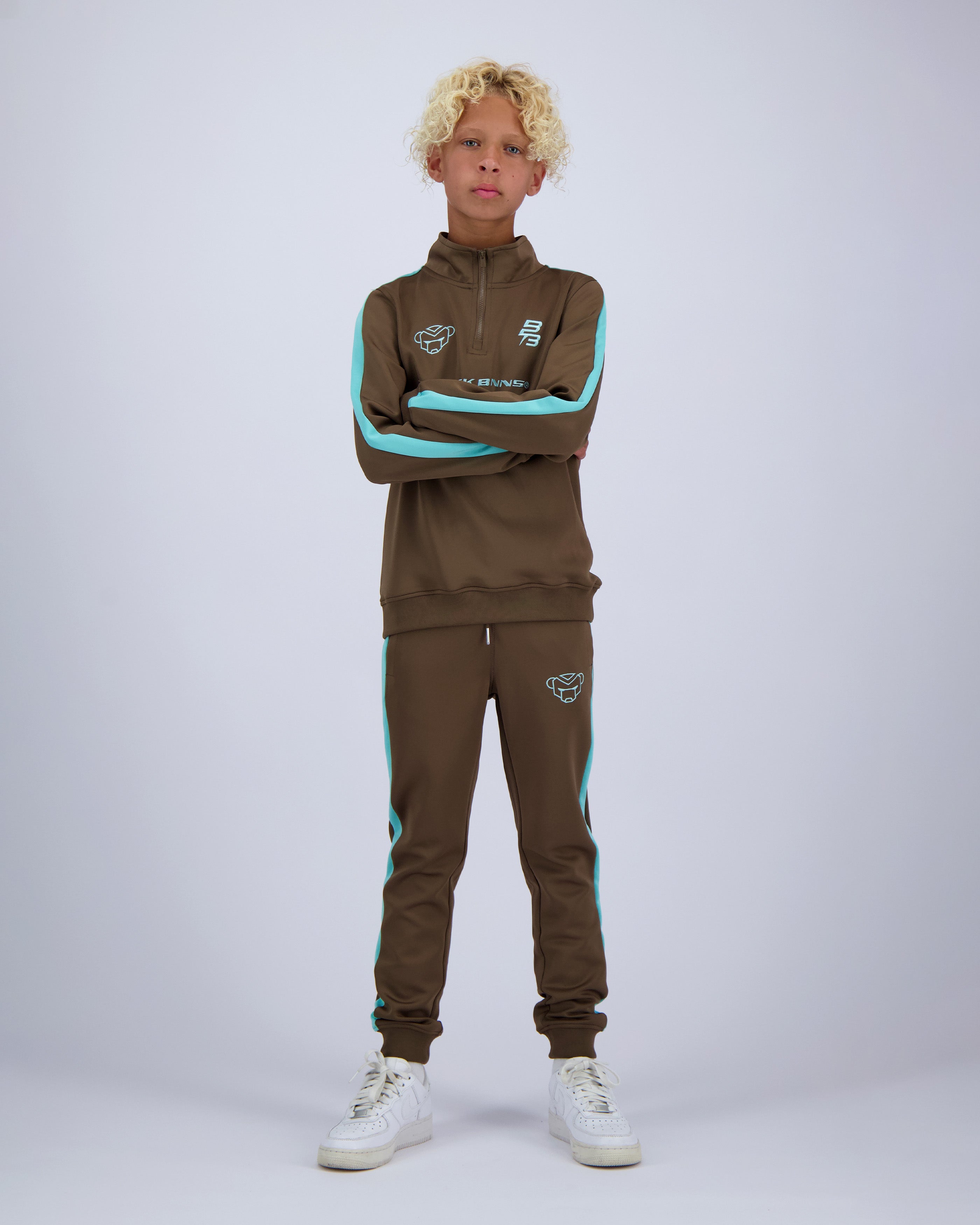 KIDS ZIP UP TRACKSUIT | Brown