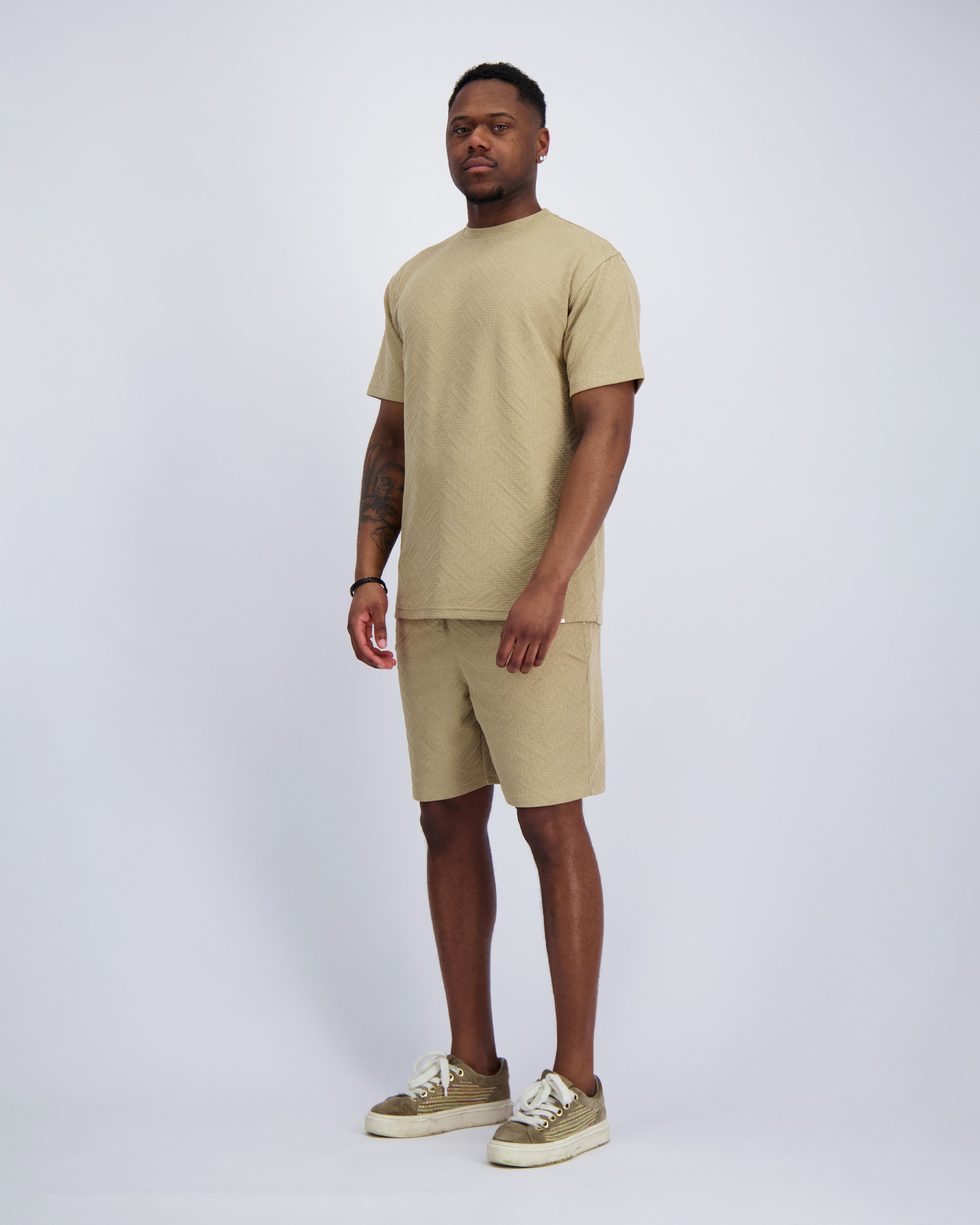 GEBREIDE TWINSET  Zandkleur