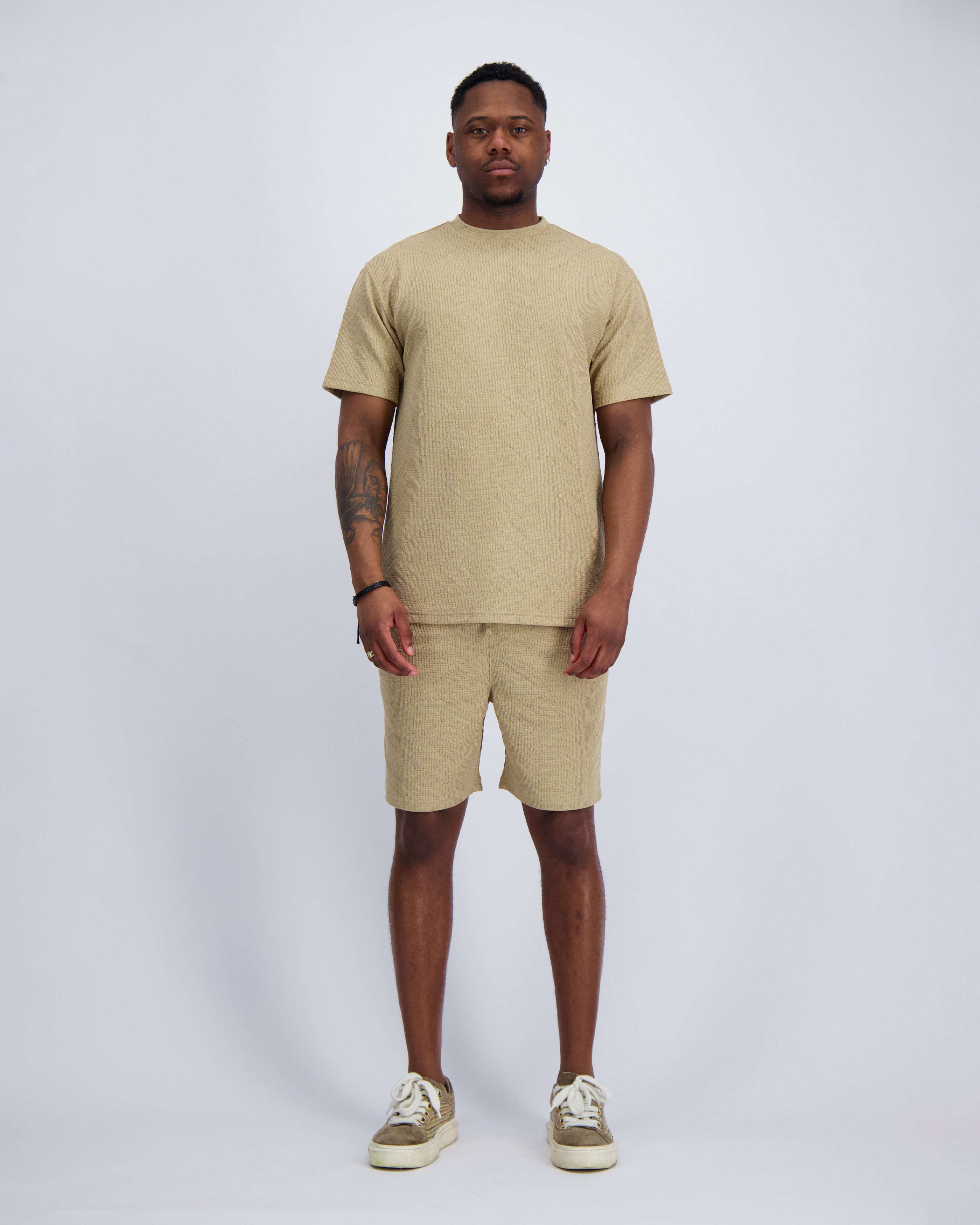 GEBREIDE TWINSET  Zandkleur