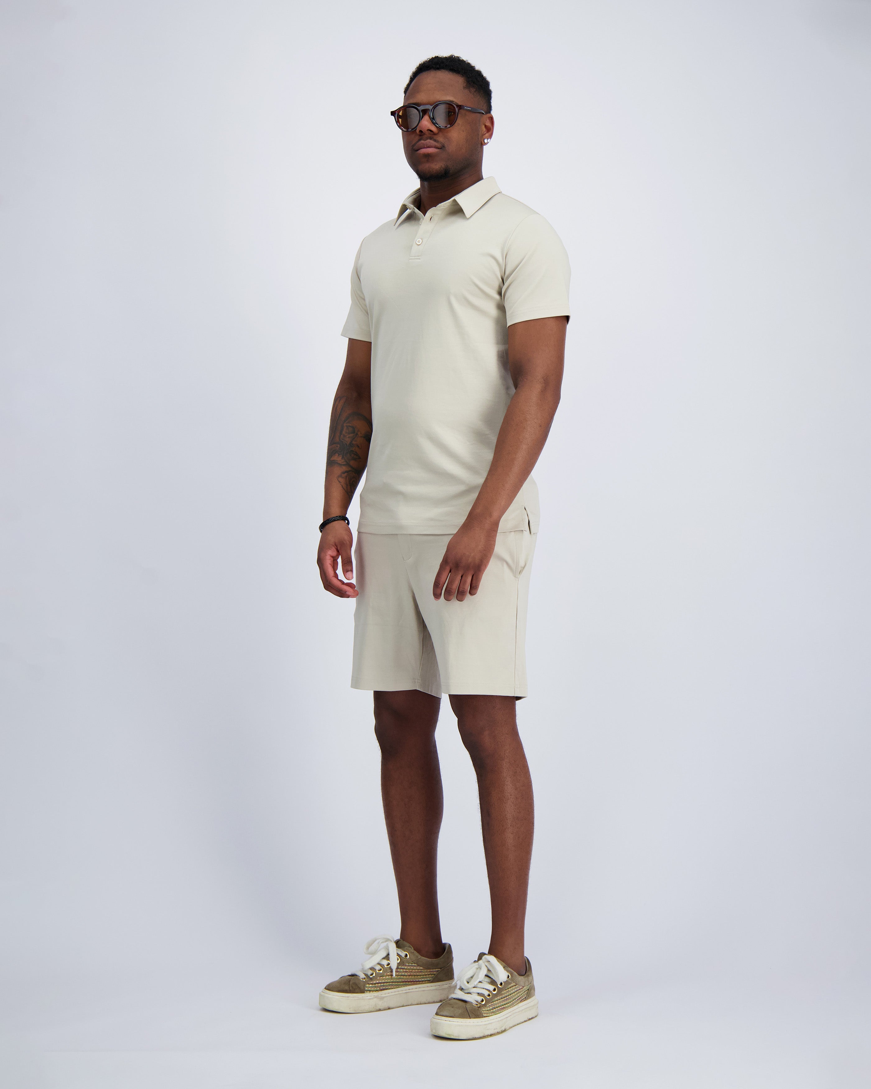 MERCERISE POLO TWINSET  Zandkleur