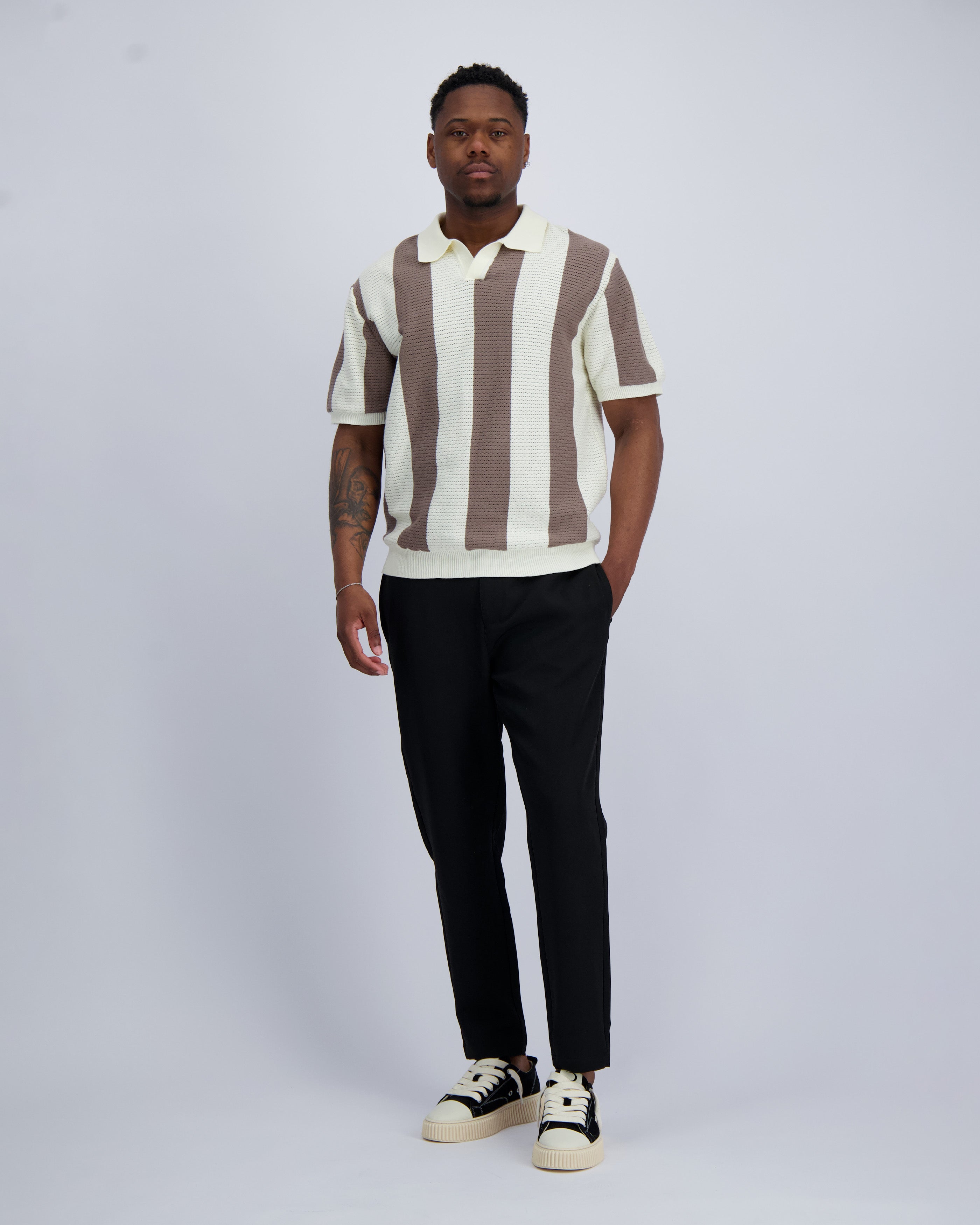 POLO DE PUNTO DE MALLA | Gris topo