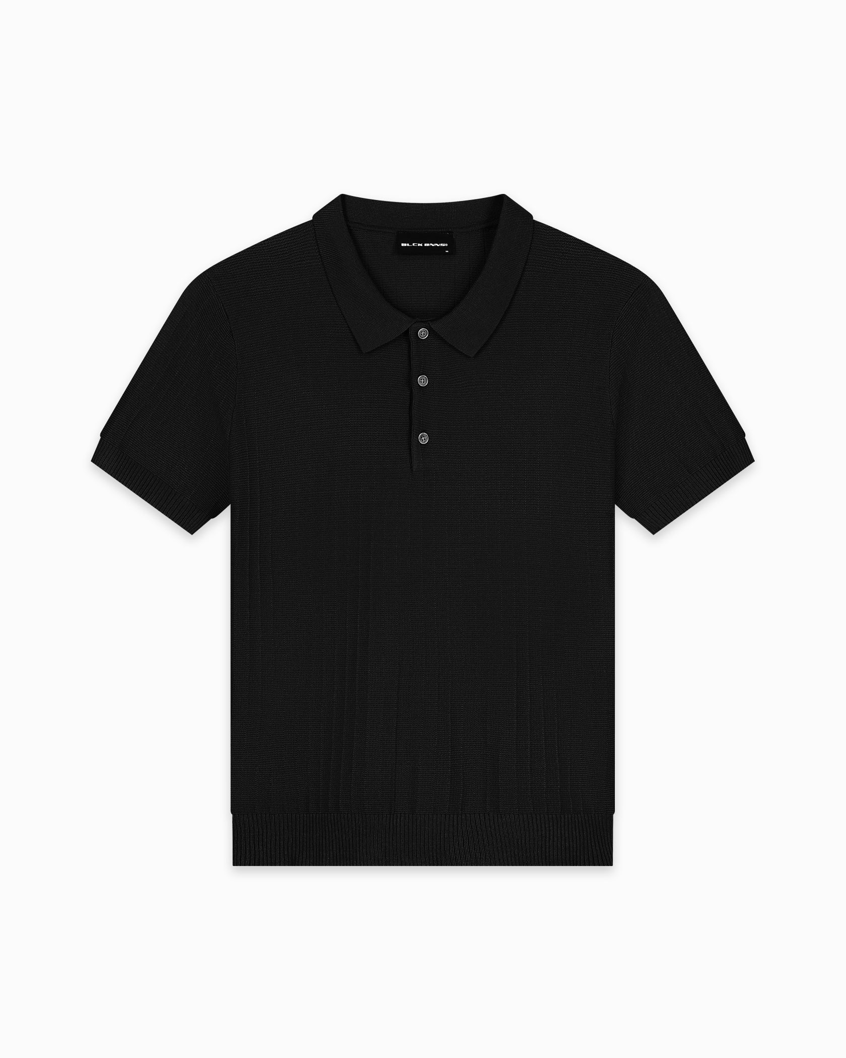 RIBBED KNIT POLO | Black