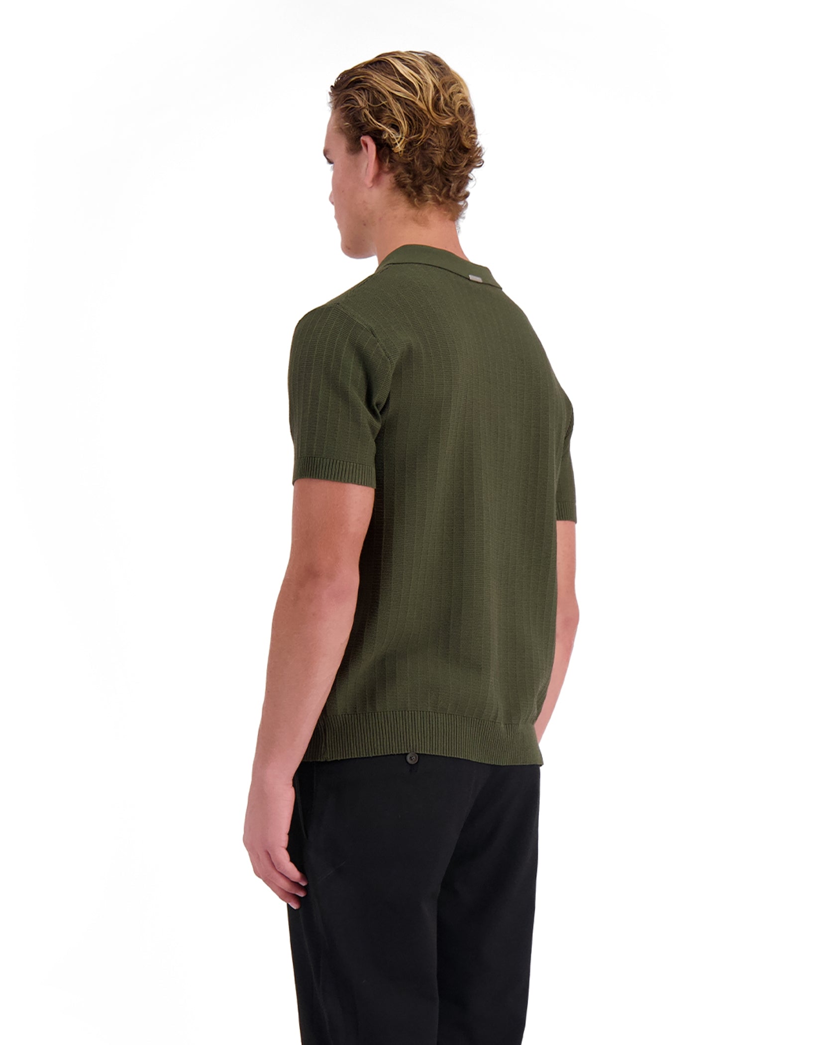 RIBBED KNIT POLO | Green