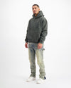 RIPPED ARCH HOODIE | Washed Black