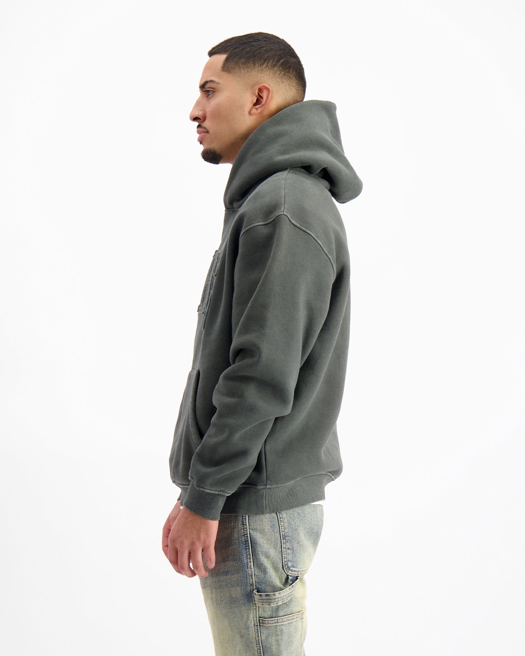 RIPPED ARCH HOODIE | Washed Black
