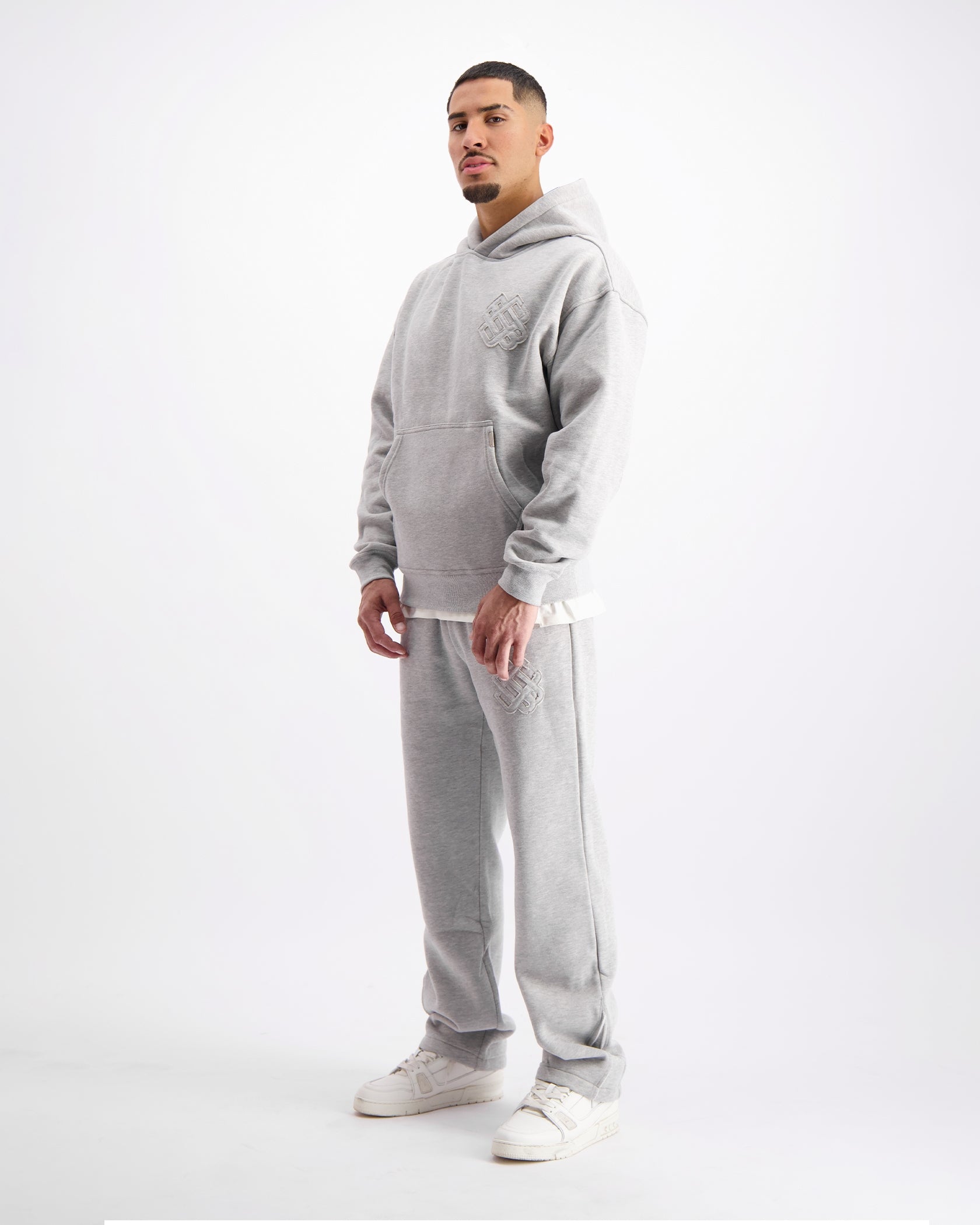 RIPPED MONOGRAM SWEATSUIT | Melange Grey