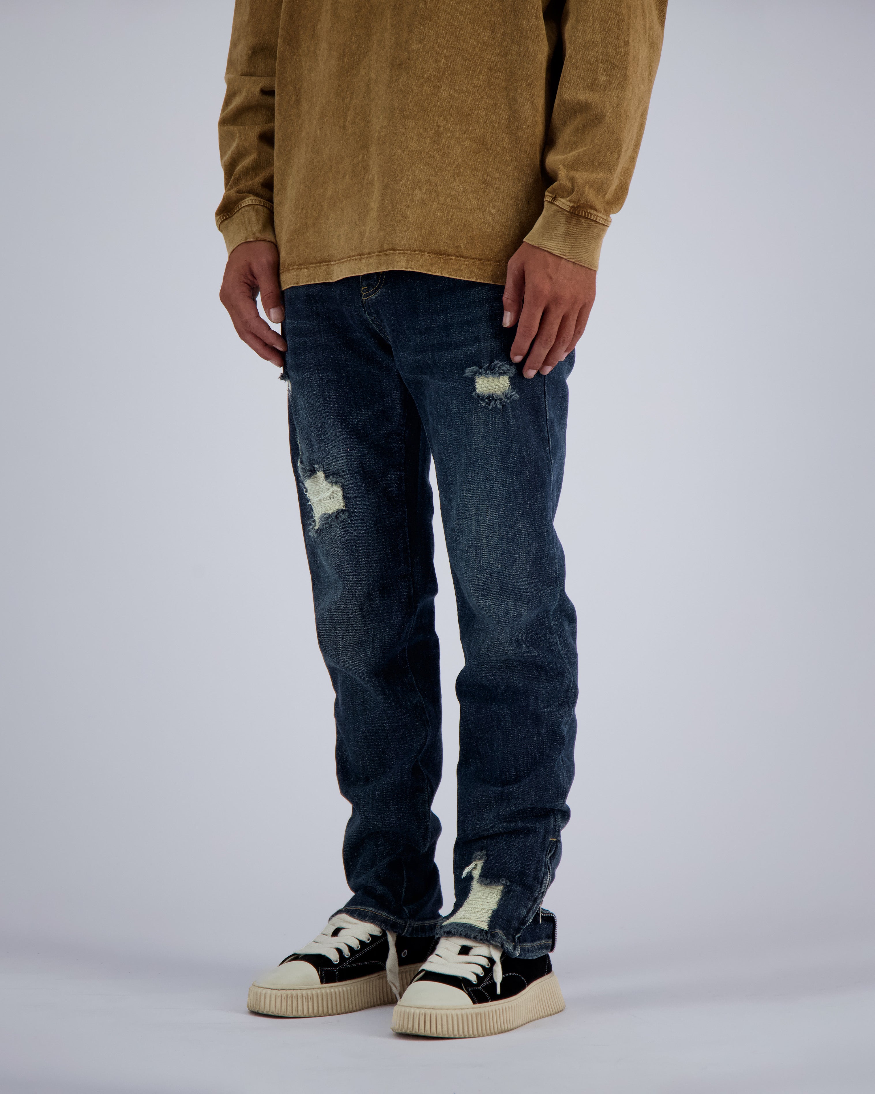 RIPPED SLIM DENIM | Blue