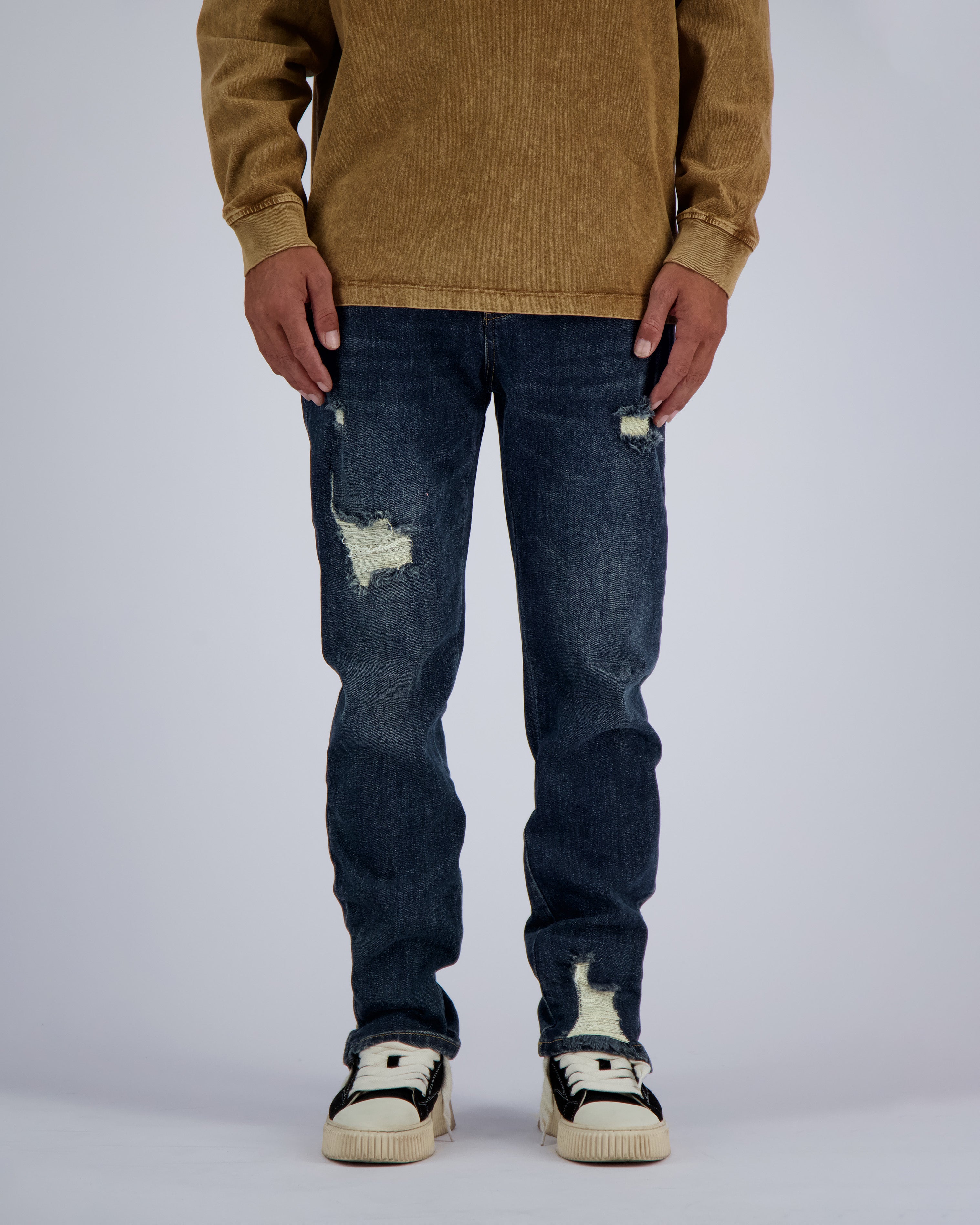 RIPPED SLIM DENIM | Blue