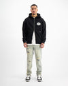 RIPPED ZIP HOODIE | Black