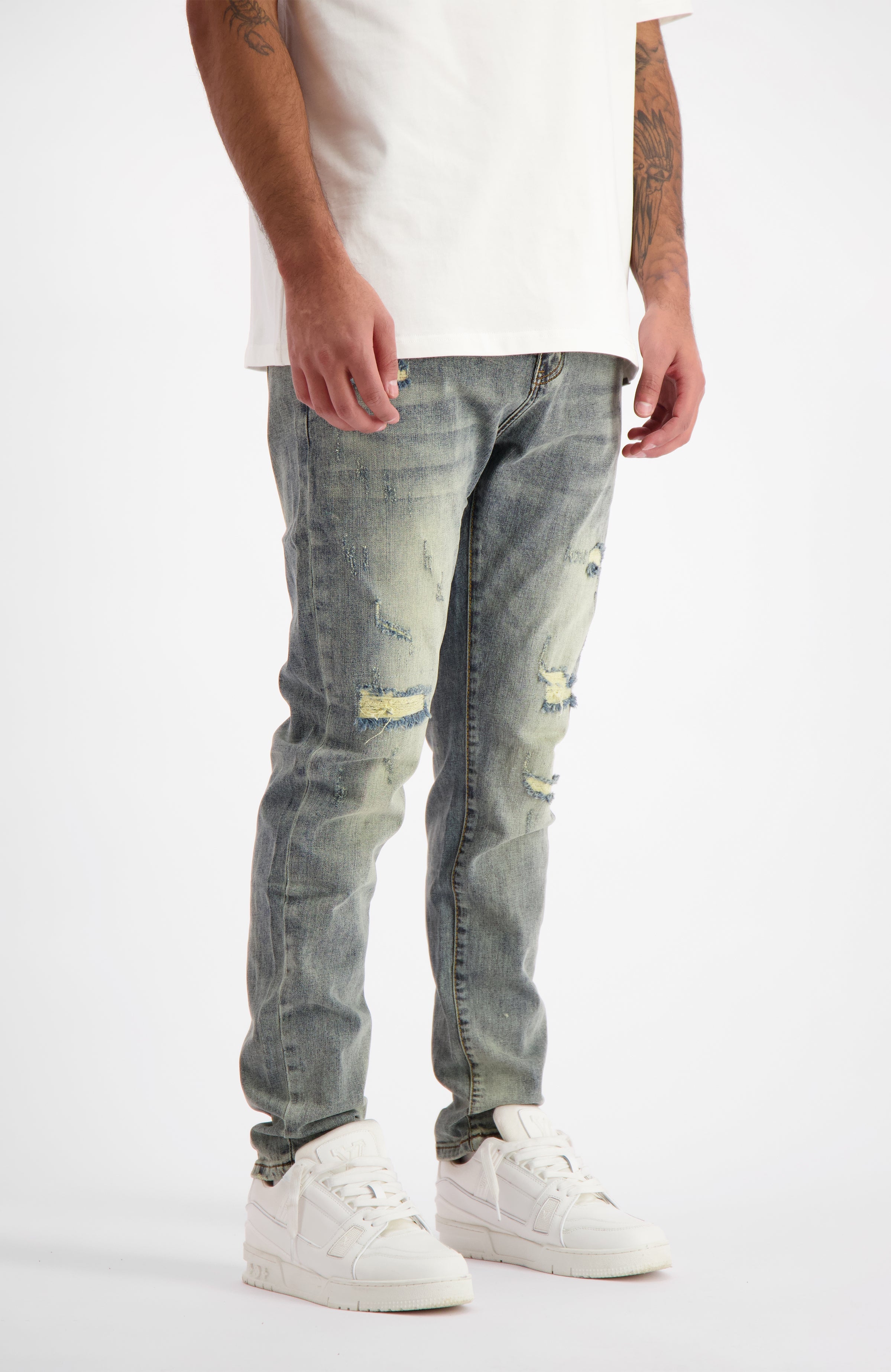 SLIM REPAIRED DENIM | Blue