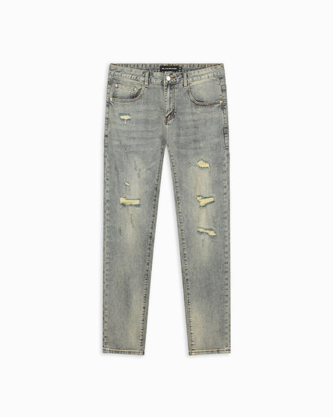 パンツ Marbles DISTORTED CRUSH REPAIR DENIM Embellish Men's Topaz Shredded Rip And Repair Denim Jeans Pant
