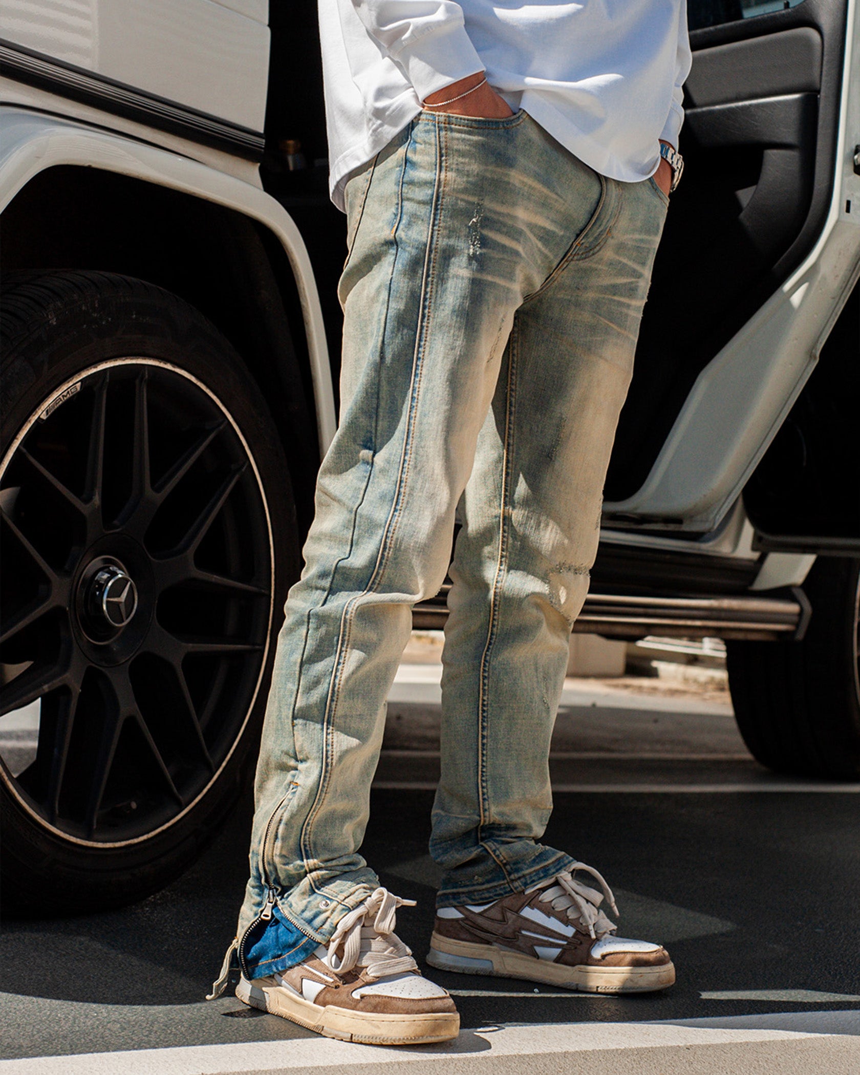 SLIM SEAM DENIM | Blau