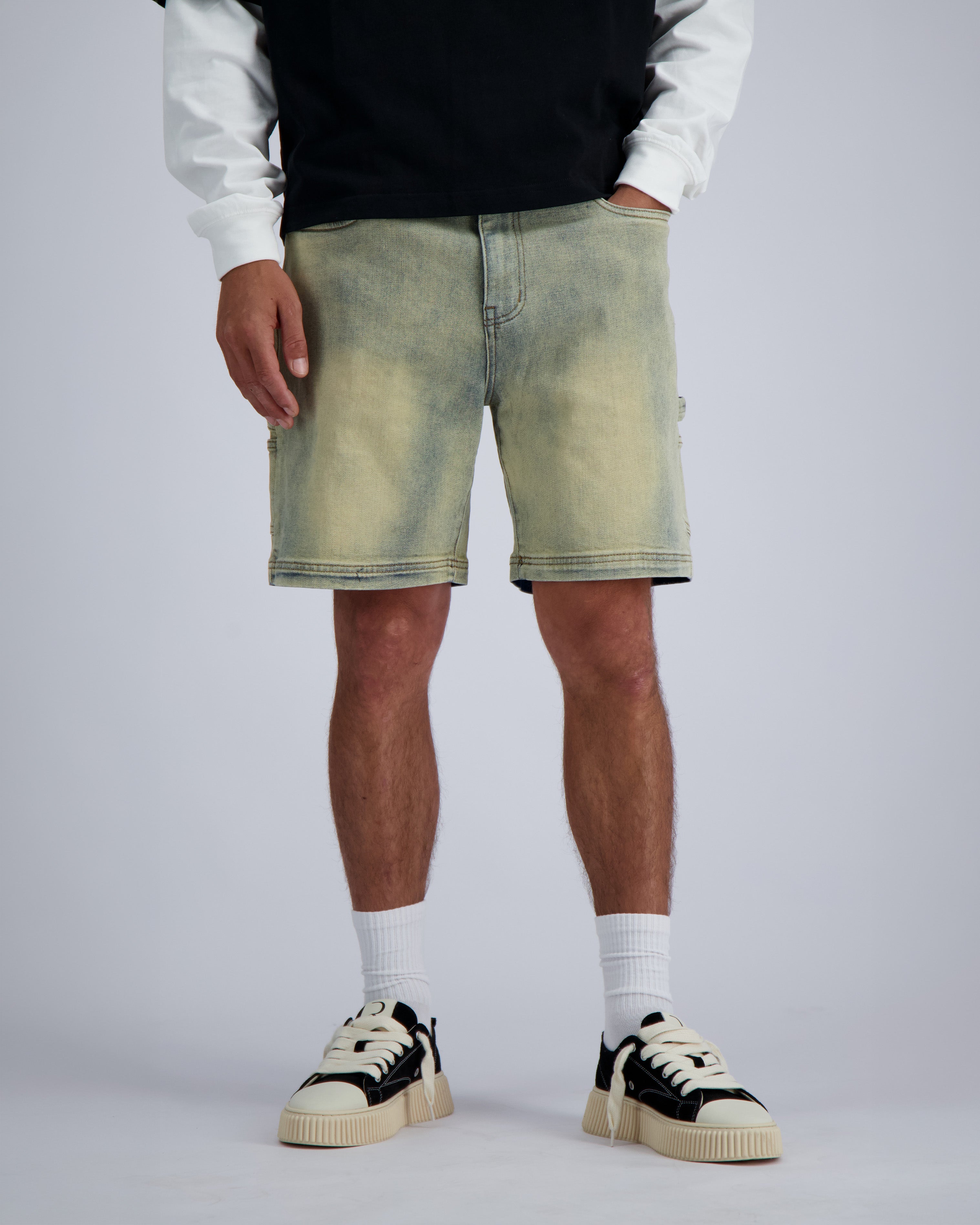 V2 WORKER SHORT DENIM | Blau
