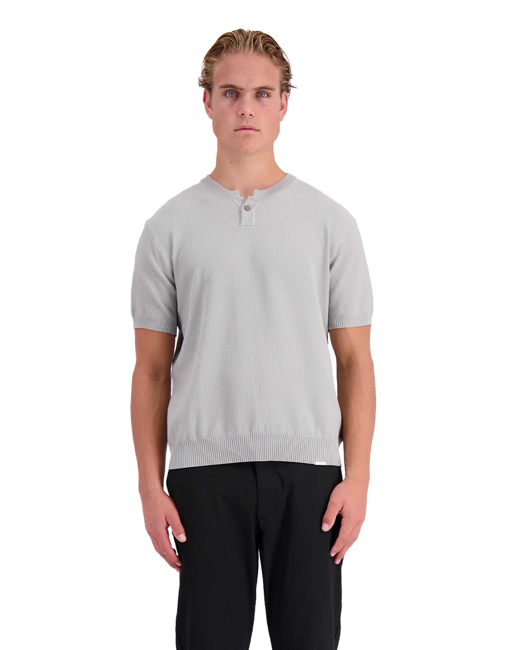 WAFLE KNIT HENLEY | Grey